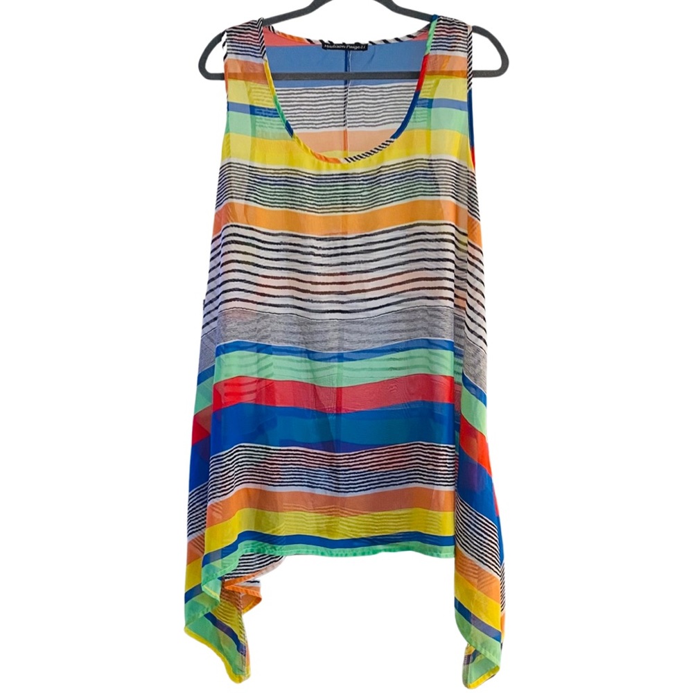 NEW | Madison Paige | Plus Size Sheer Stripe Swing Tank | Size 1X